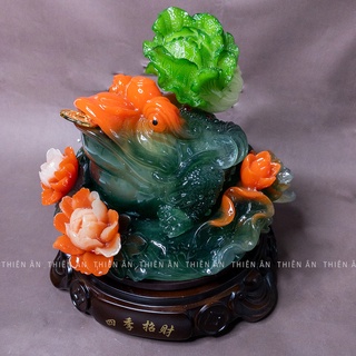 Cóc ngậm tiền - Thiềm Thừ cao 29cm đế xoay đặt tại bàn thờ Thần Tài Ông Địa, bàn làm việc