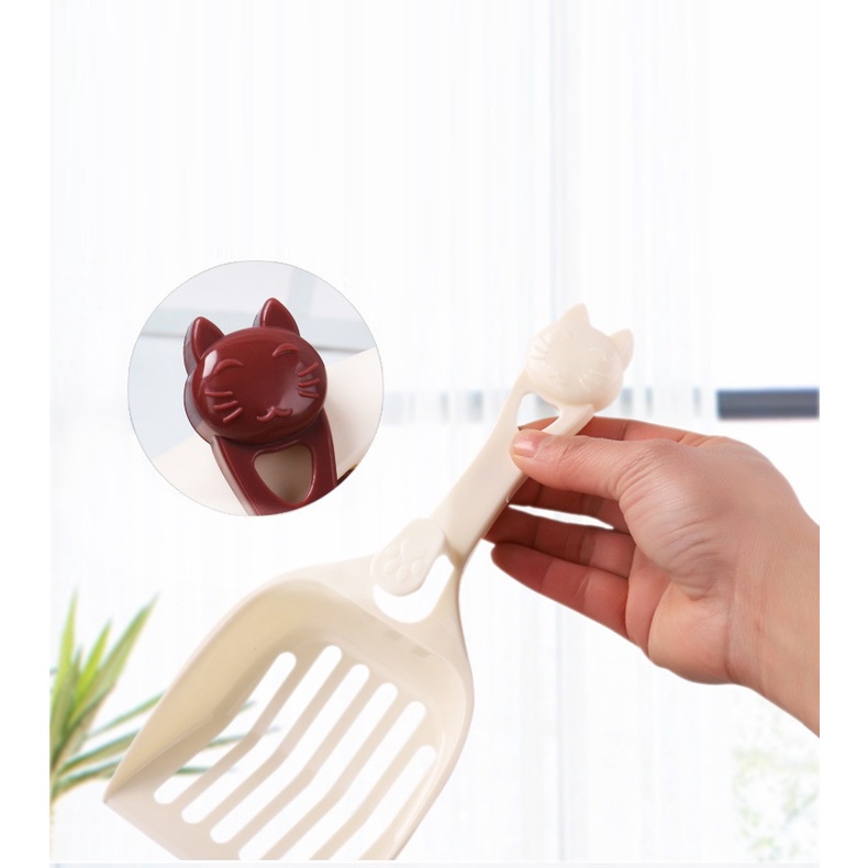Xẻng xúc cát vệ sinh cho mèo có móc gắn chậu cát