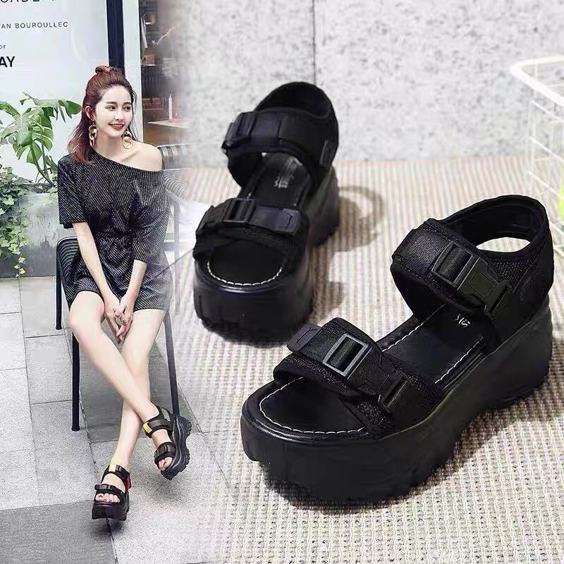 Dép Sandal Nữ Đế Bánh Mì 💖 FREESHIP 💖Sandal Nữ Độn Đế Sắc Màu 2 Quai Bấm