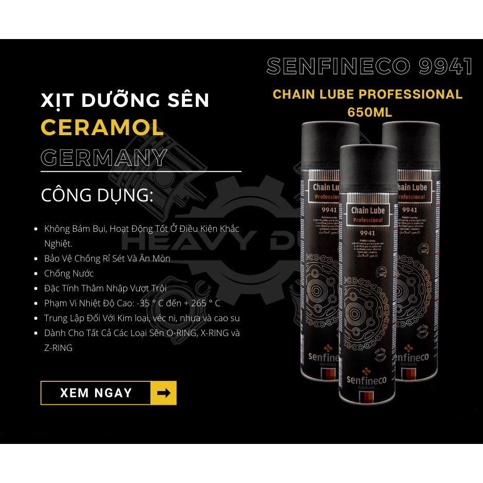 Dưỡng sên Senfineco - bôi trơn trượt chống trượt Senfineco Chain Lube Extreme 9924 200ml