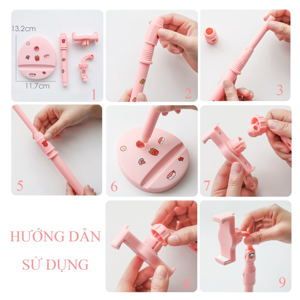 Giá đỡ 2 điện thoại đa năng thiết kế xoay được 360° in hình cute