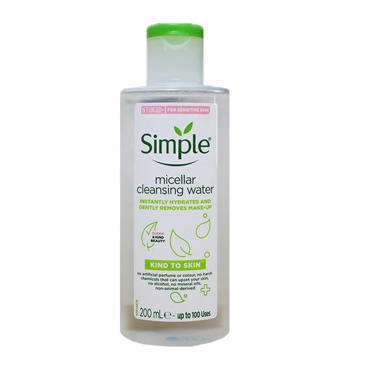 Nước Tẩy Trang không cồn Simple Micellar Cleansing Water 200ml cho da nhạy cảm