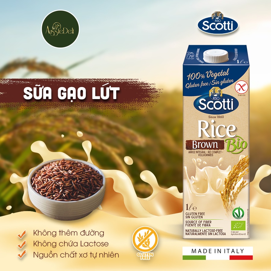 Sữa Gạo Lứt Hữu Cơ Tự Nhiên Riso Scotti - BIO Brown Rice Drink - Hộp 1L