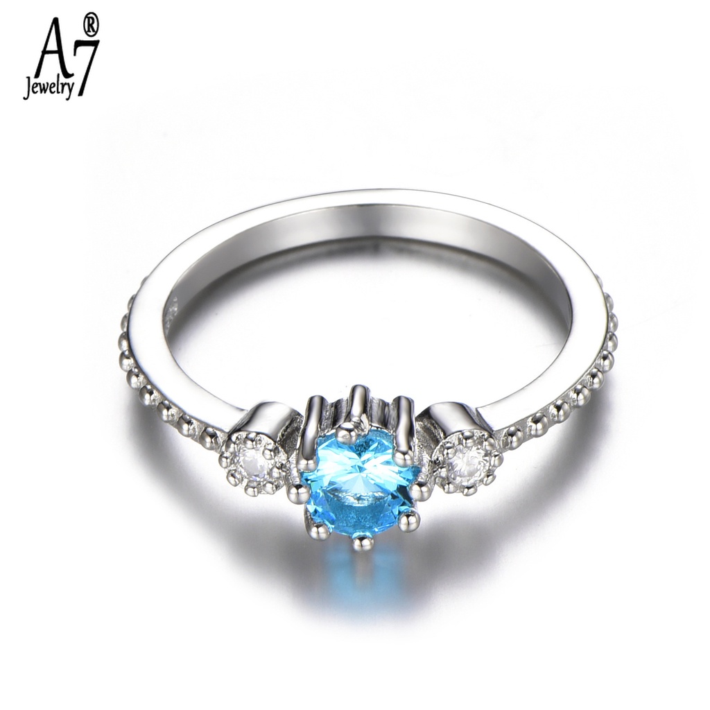 Nhẫn Bạc 925 Đính Cầu Hôn Màu Xanh Biển X5Y16