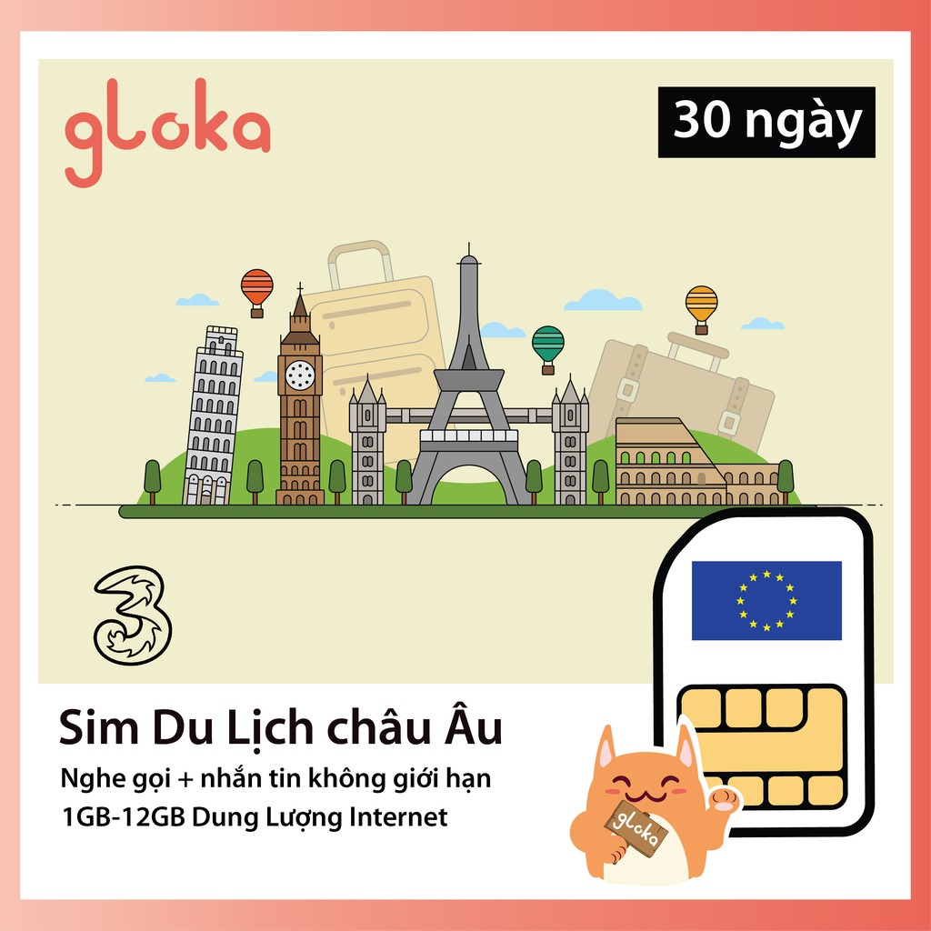 Sim Du Lịch Châu Âu Nghe Gọi + Không Giới Hạn Dung Lượng