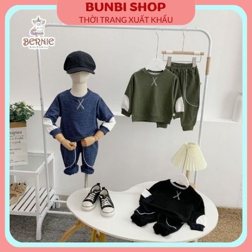 Sét bộ cho bé, bộ thu đông đáp tay chữ X unisex 𝔹𝔼ℝℕ𝕀𝔼 𝔽𝔸𝕊ℍ𝕀𝕆ℕ 𝕂𝕀𝔻𝕊 siêu đẹp, hàng chuẩn loại 1