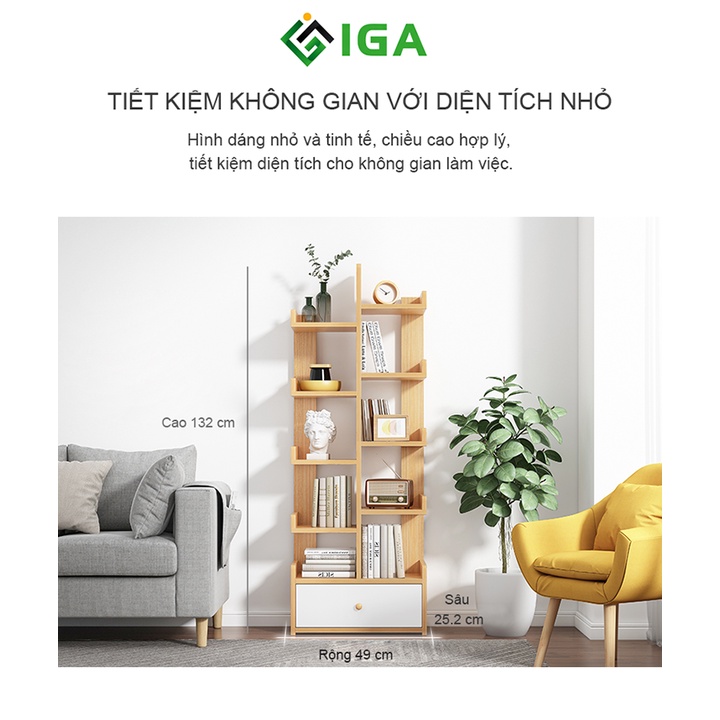 Giá sách IGA hình cây có hộc đừng đồ phong cách Nordic GP171
