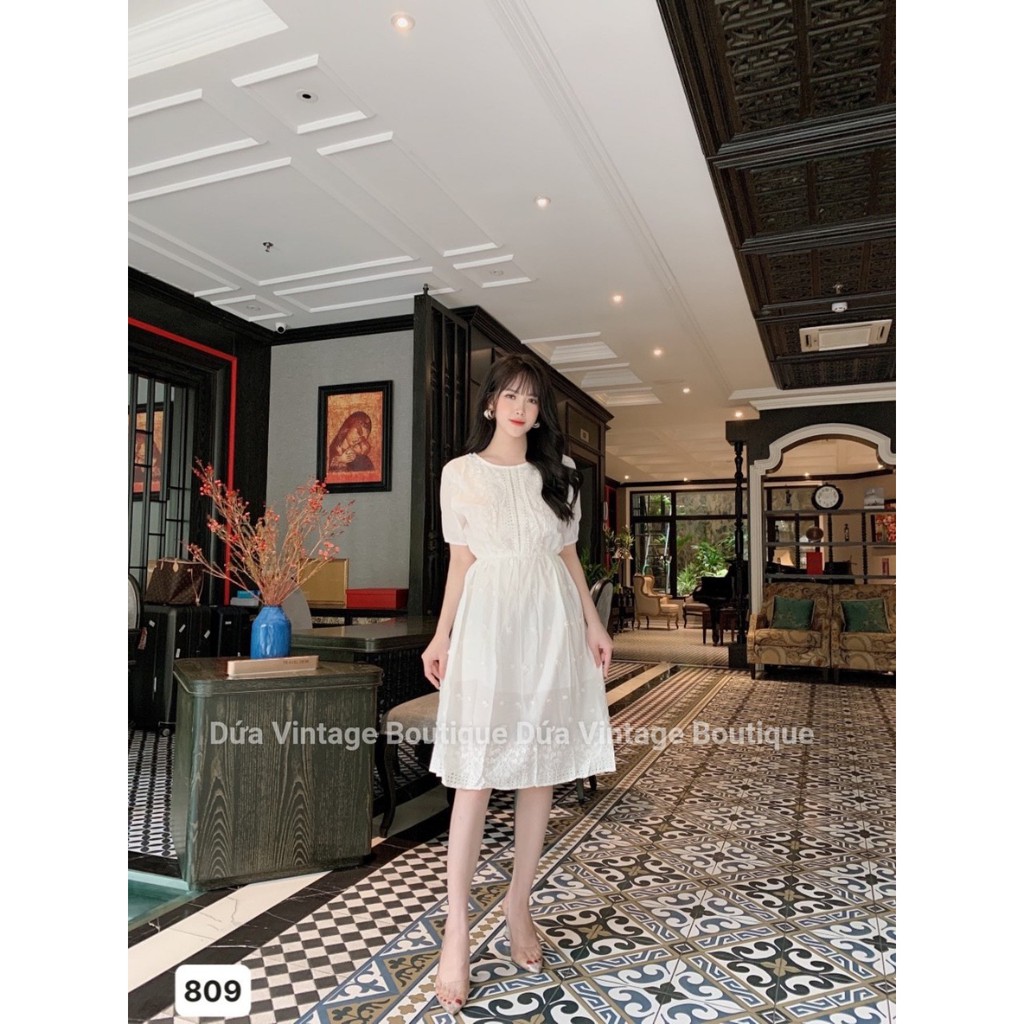 Váy babydoll tay cộc hoa nổi 809 | BigBuy360 - bigbuy360.vn