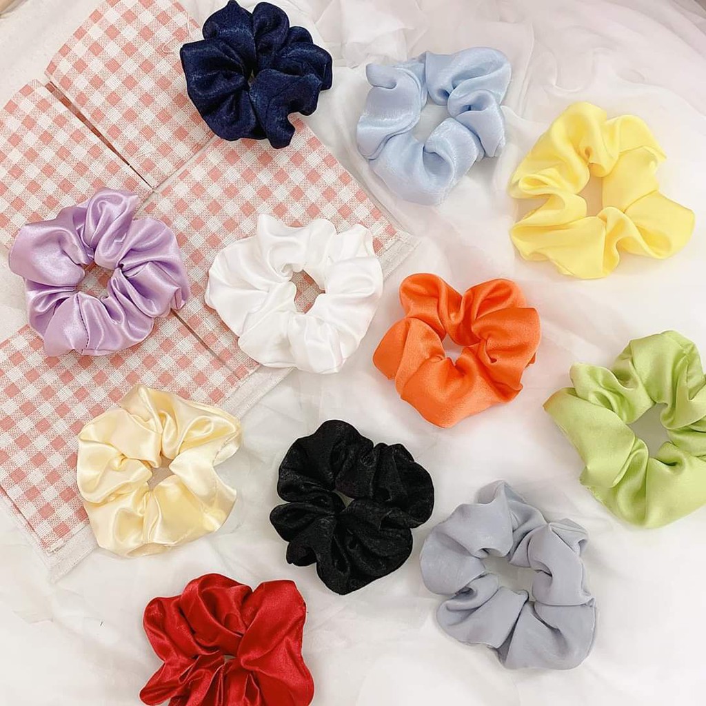 Cột Tóc Vải Scrunchies - Dây Buộc Tóc Vải Trơn Hàng Đẹp (Phi Bóng 10 Màu)