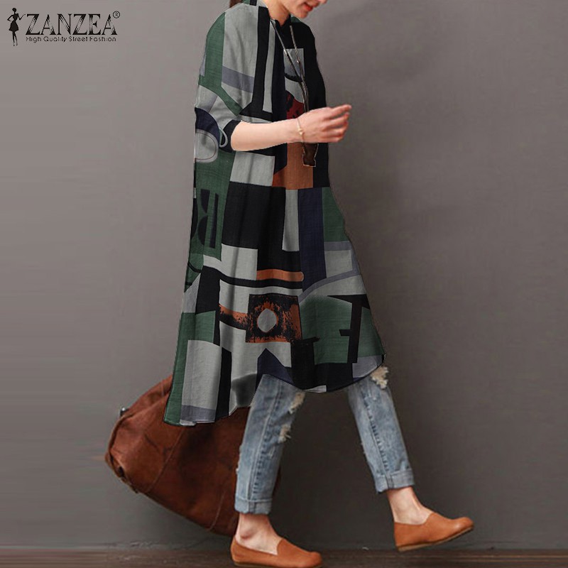 Áo Sơ Mi ZANZEA Dài Tay Thời Trang Vintage Cho Nữ