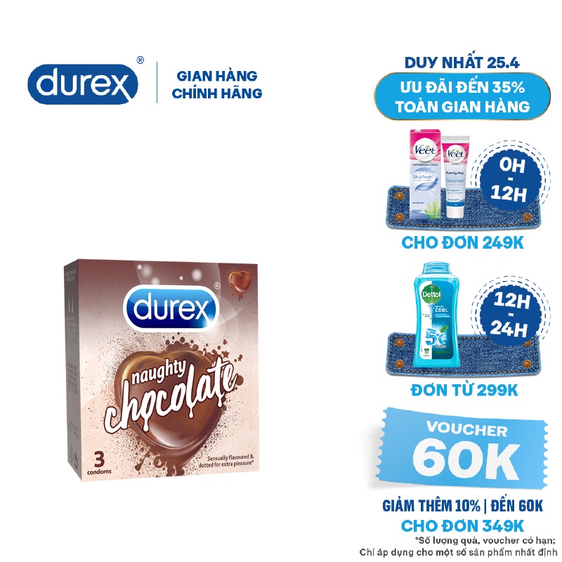 Bao cao su Durex Naughty Chocolate (3 bao/hộp)