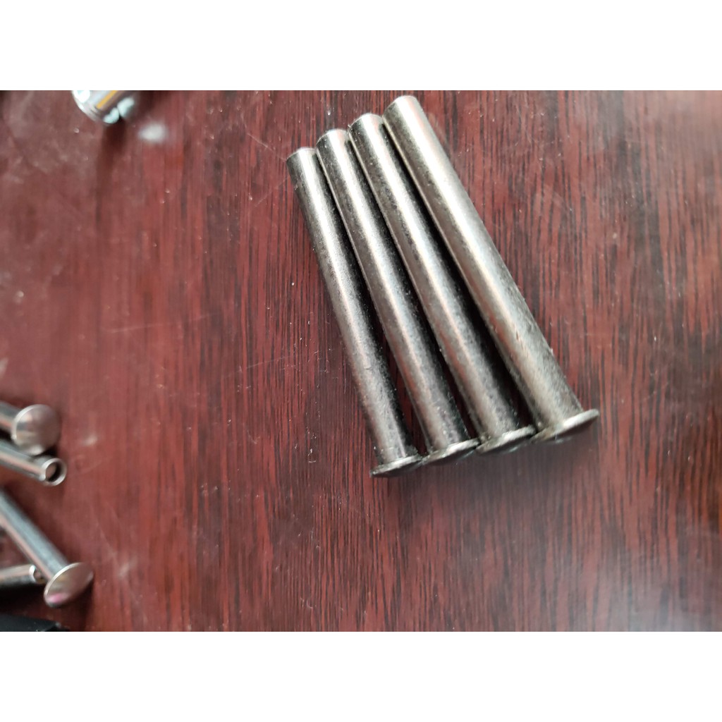 Bộ trục đinh tán 4 chiếc dùng để thay thế bánh xe kép cho vali du lịch độ dài 53mm đường kính 6mm