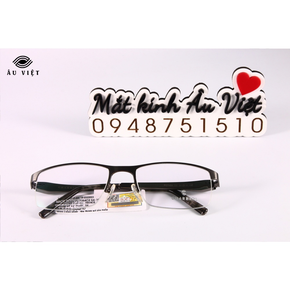 Gọng kính nam titanium dáng vuông Charriol PC-7464 màu bạc Full box