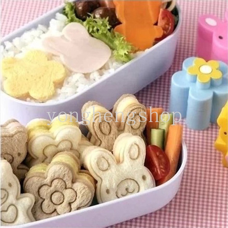 Set 3 Khuôn Làm Cơm Nắm Hình Thỏ / Gấu / Hoa Xinh Xắn