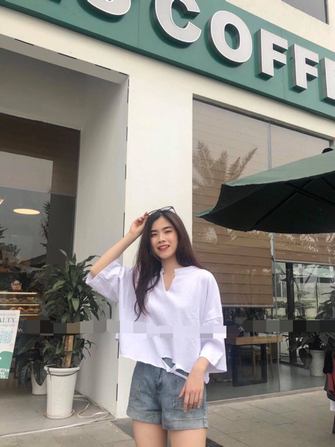 Áo Croptop Thụng Trơn Rách Tr&amp;Đ