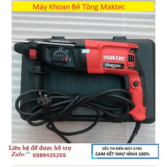 Máy khoan bê tông Maktec 2-26 - 3 chức năng: Khoan, đục, búa, 100% dây đồng, Tặng đầu măng ranh và 5 mũi khoan đục