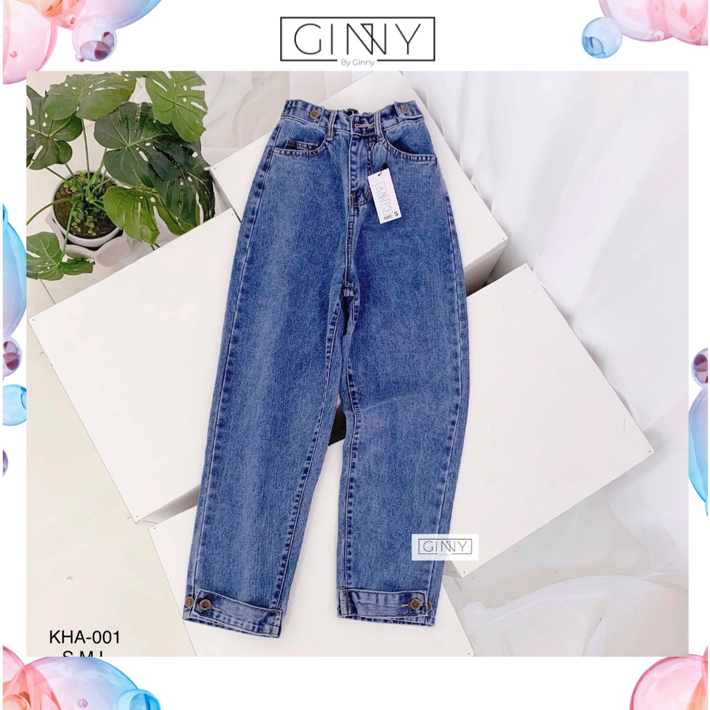 Quần Baggy Nữ Jean Hack Dáng KHA-001 | Quần Baggy Jean Cạp Cao | Vải Jean Wash Xịn | Hàng Đẹp | Ginny