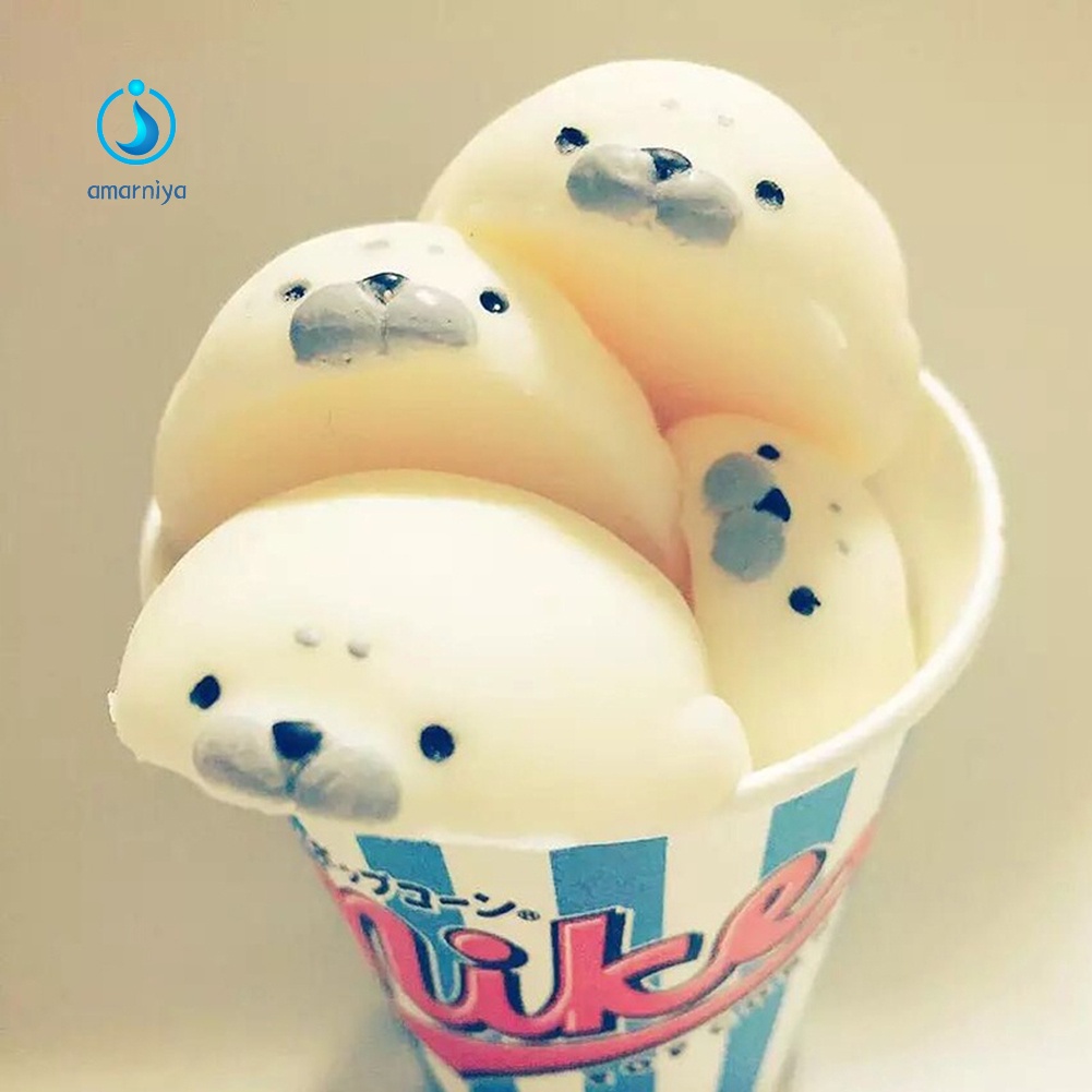 Đồ chơi nắn bóp đàn hồi giảm stress hình hải cẩu màu trắng dễ thương