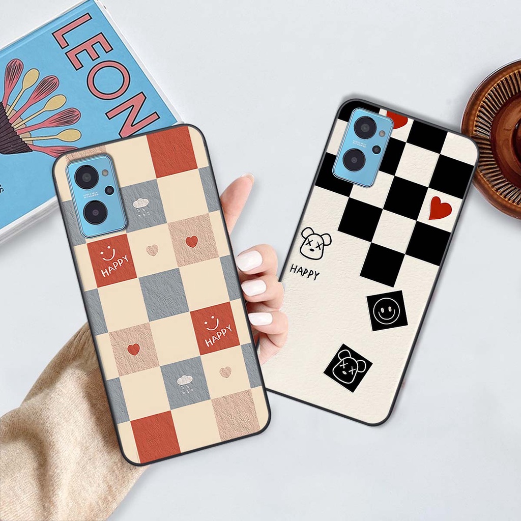 Ốp Realme 9i caro trái tim cá tính, thời trang siêu đẹp, siêu phong cách