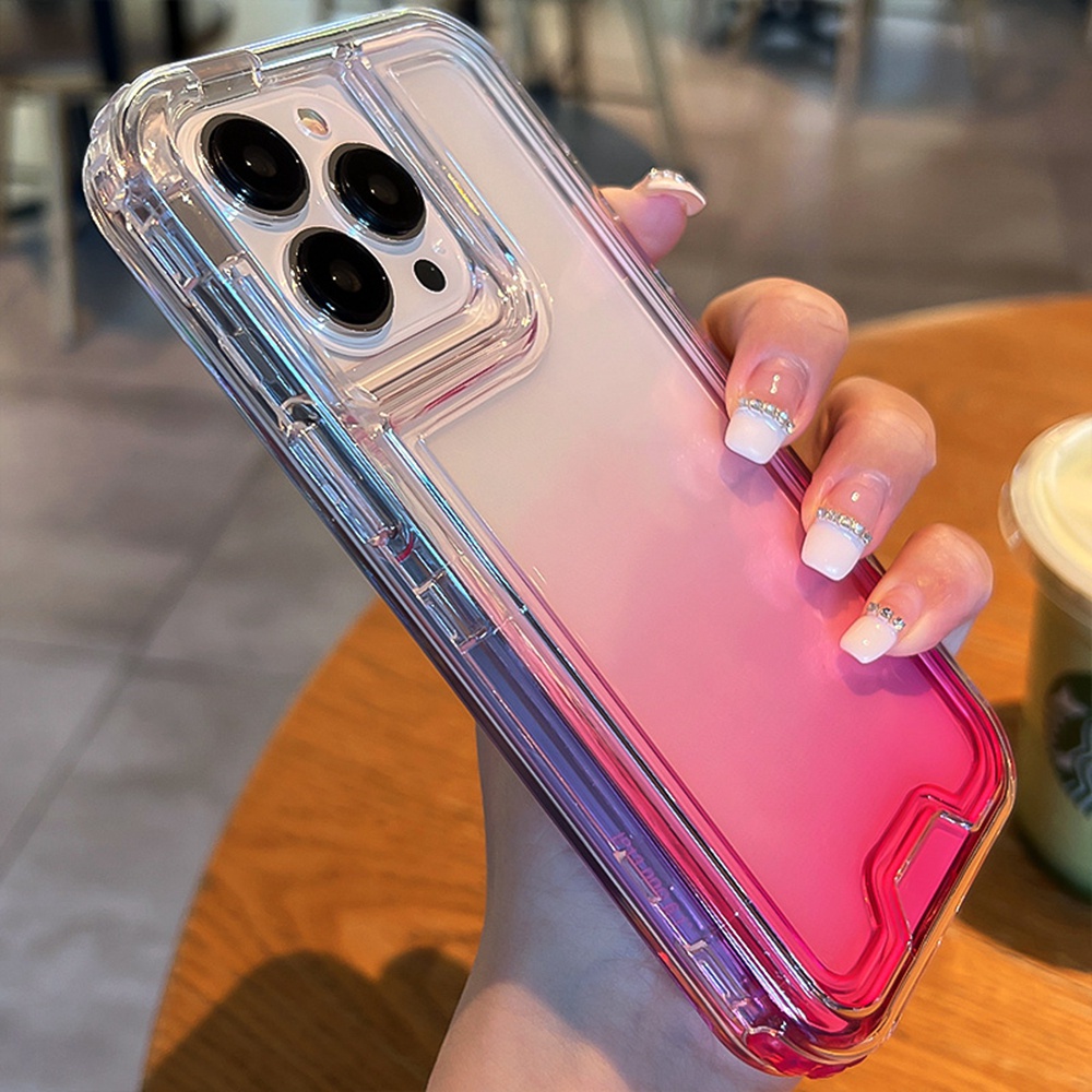 Ốp Điện Thoại Armor Màu Gradient 3 Trong 1 Chống Sốc Cho iPhone 11 Pro MAX XS MAX XR 7 + 8 Plus