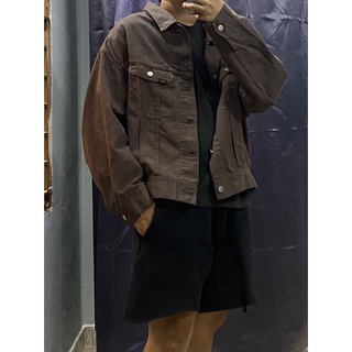 (Nâu -Đen) Áo khoác Jeans Denim Lee Oversize -Crop (Boxy Fit )