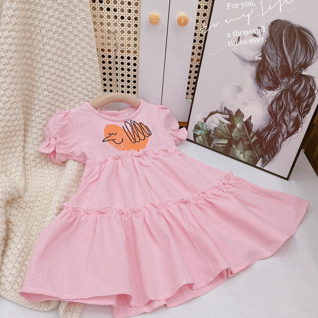 Váy bé gái đũi sần bèo 2 tầng tùng xòe rộng XHN955