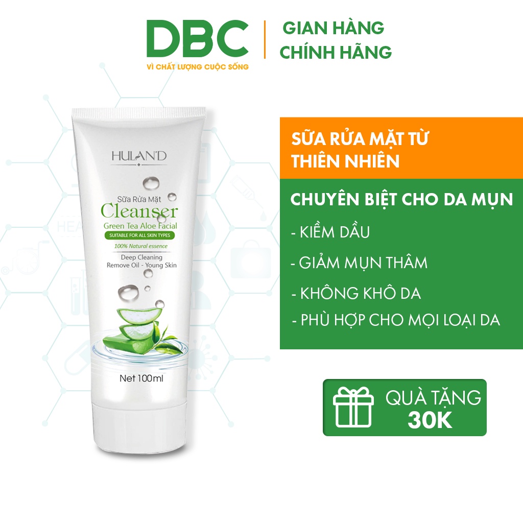 Sữa Rửa Mặt Trà Xanh Kiềm Dầu Tốt, Làm Sạch Da Sâu Hulan'd DƯỢC BẢO CHÂU 100ml