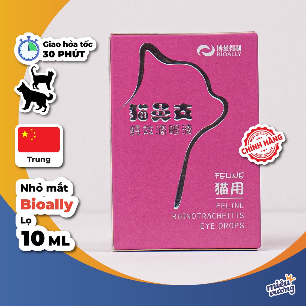 Nhỏ mắt Bioally Feline Eye Drops cho mèo hỗ trợ về mắt, đỏ mắt, chảy nước mắt, nhiều ghèn