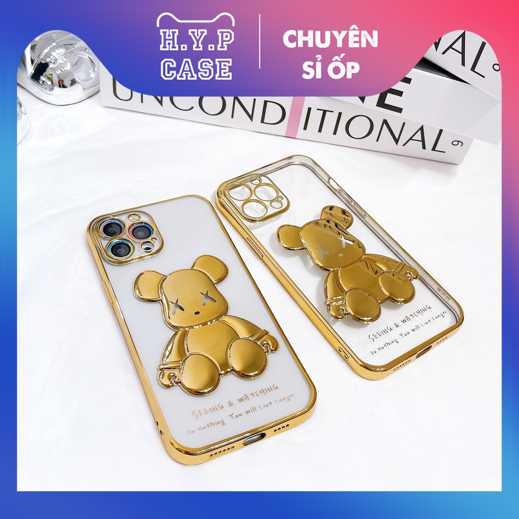 Ốp Lưng Iphone KAWS Màu Gold Hình Nổi 3D Viền Si Cạnh Vuông Full Viền Full Đáy (02) | BigBuy360 - bigbuy360.vn