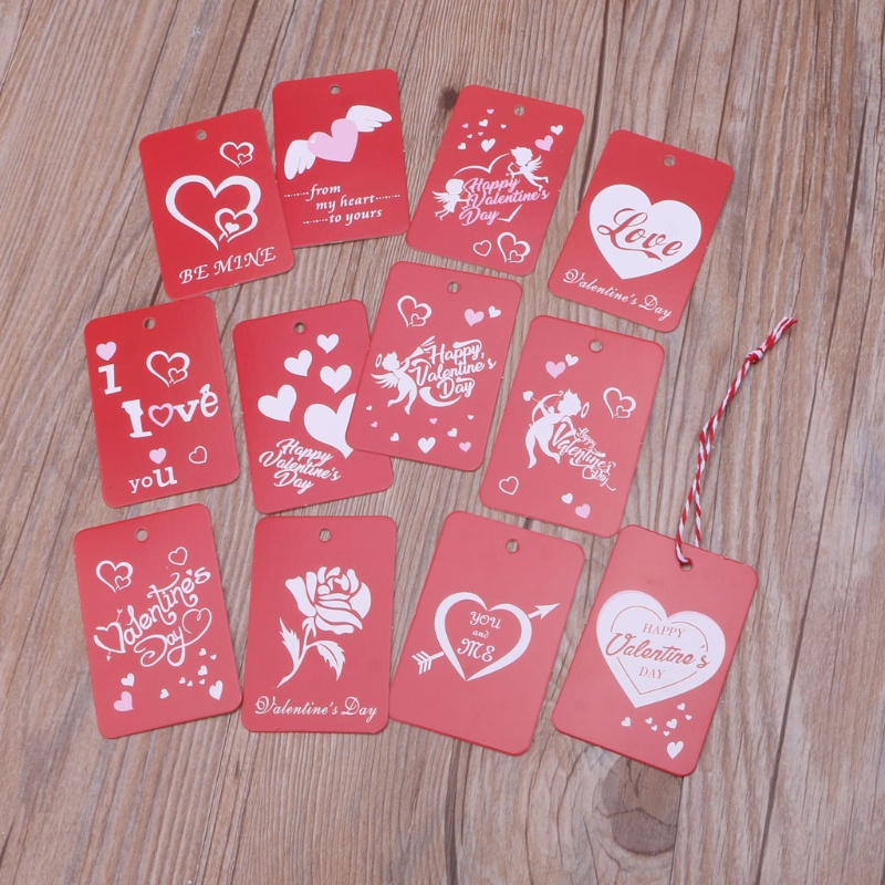 Set 200 Thẻ Giấy Kraft Hình Chữ Nhật Gói Quà Valentine