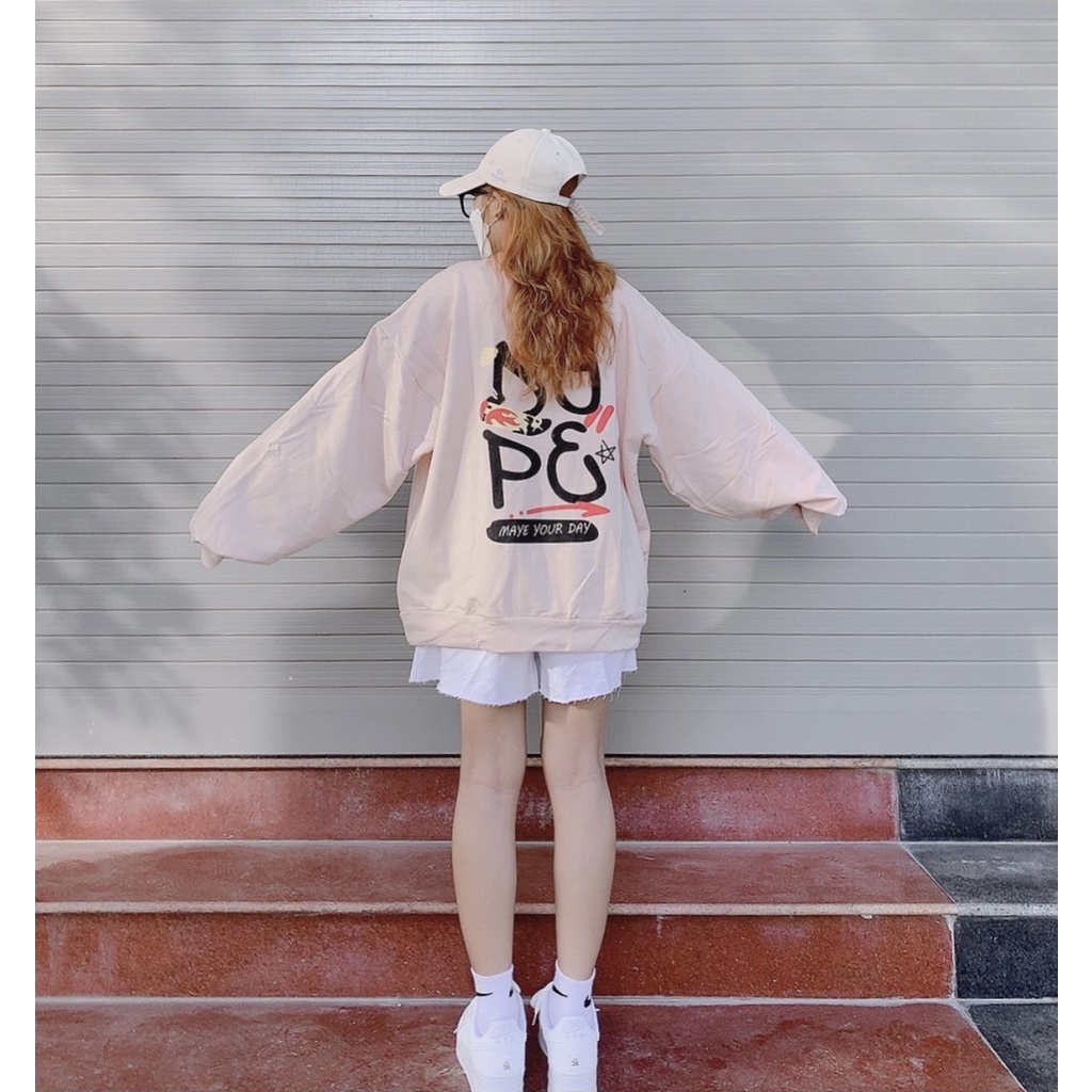 Áo Sweater nữ Nỉ Bông chất dày đẹp Unisex Nam Nữ DAYUP Phi Hành Gia form rộng, áo sweater thu đông tay bồng