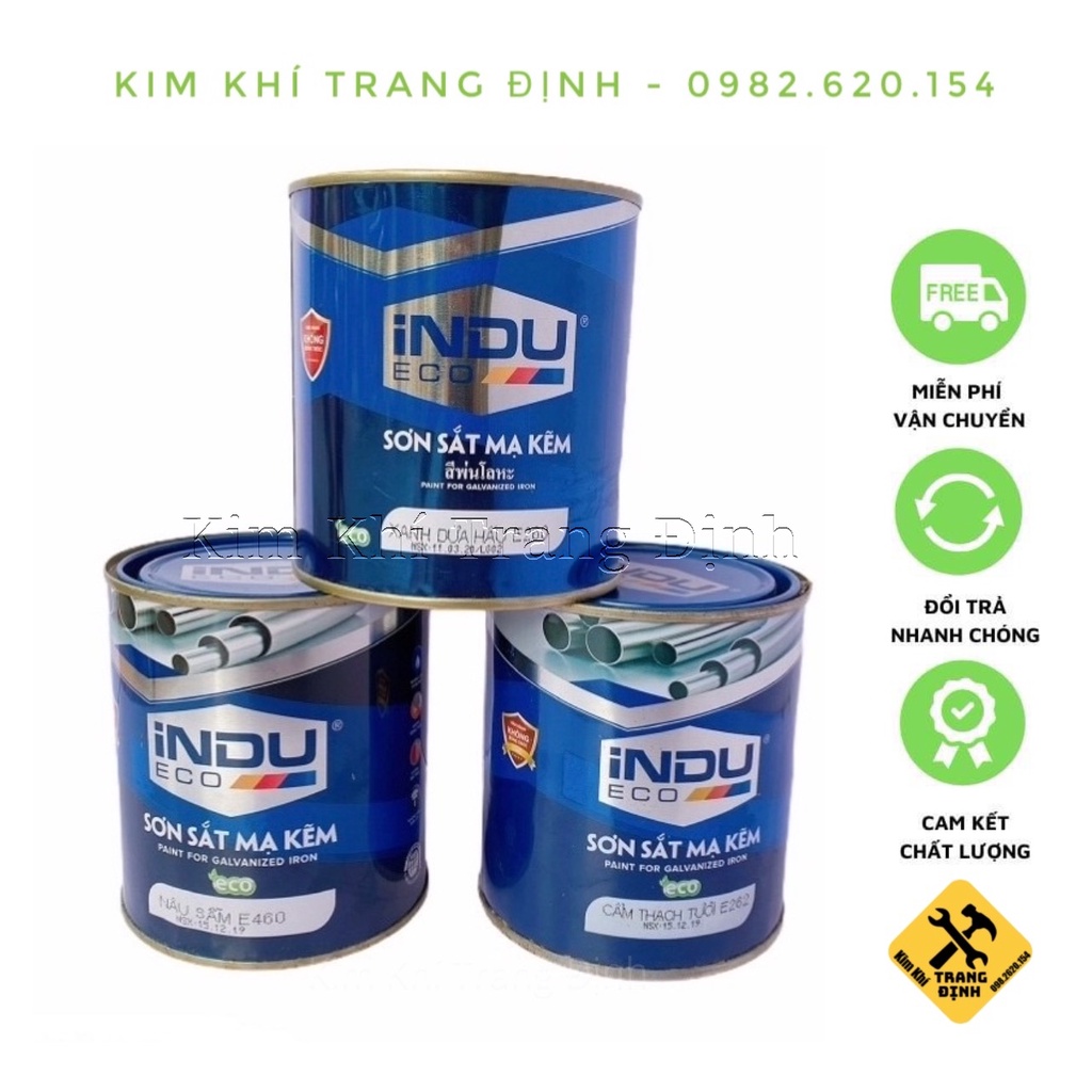 [BẢO HÀNH KHÔNG BONG TRÓC] Sơn sắt mạ kẽm Indu hộp 750Ml dùng để sơn trên kẽm, inox