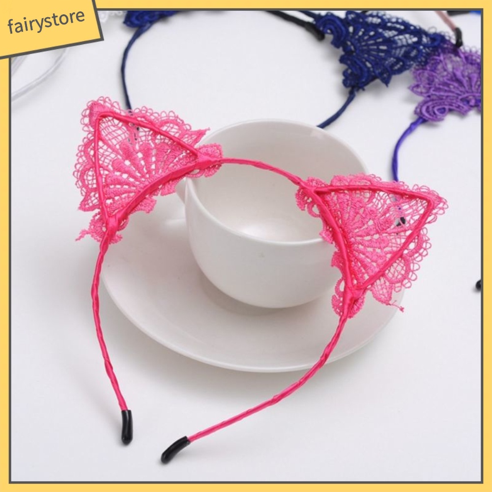 Cài Tóc Tai Mèo Phối Ren Quyến Rũ Cho Nữ