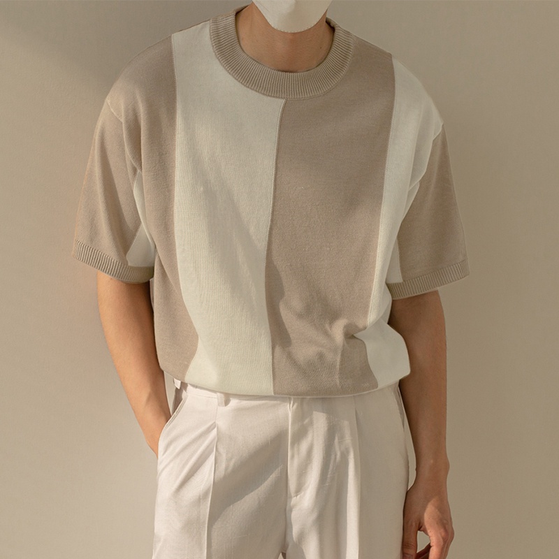 Áo Thun Nam Tay Ngắn Dáng Rộng Họa Tiết Sọc Ngang Thời Trang