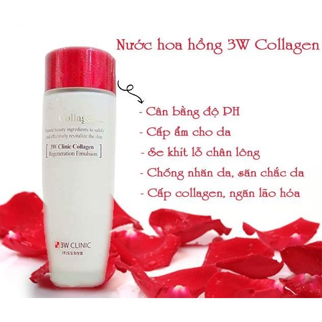 Nước hoa hồng tái tạo và sáng da 3W CLINIC Collagen Regeneration Softener 150 ml