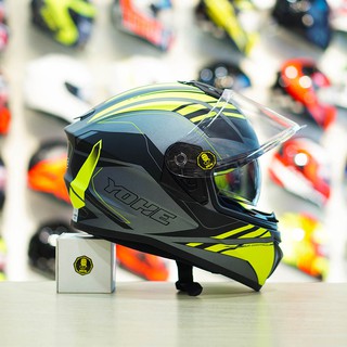 Nón Fullface 2 Kính Yohe 981 Xám Xanh Neon Nhám Chuẩn ECE