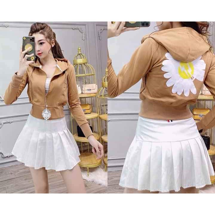 Áo khoác da cá lửng thêu bông cúc sau lưng 💟