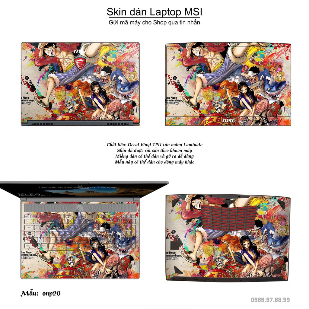 Skin dán Laptop MSI in hình One Piece _nhiều mẫu 21 (inbox mã máy cho Shop)