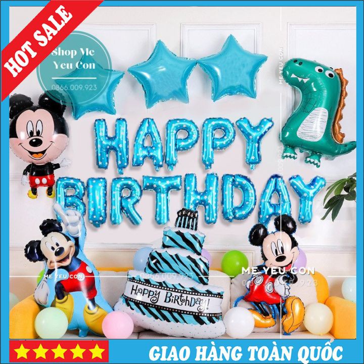 Trang Trí Sinh Nhật Cho Bé Hình MickeyHOT SALE, Trang Trí Tiệc Thôi Nôi , Bóng Dày Dặn Màu Sắc Tươi Sáng Đủ Phụ Kiện