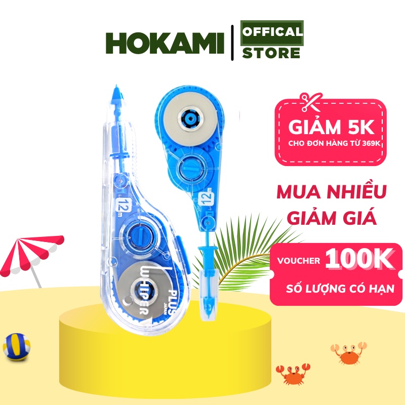 Băng xóa - ruột băng xóa PLUS - 5mm x 12m khô nhanh cho học sinh - sinh viên - nhân viên văn phòng - HOKAMI STORE