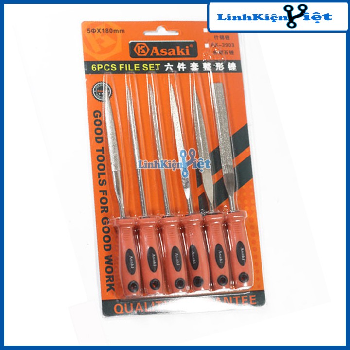 Bộ 6 Thanh Mài Hợp Kim Asaki AK-3903