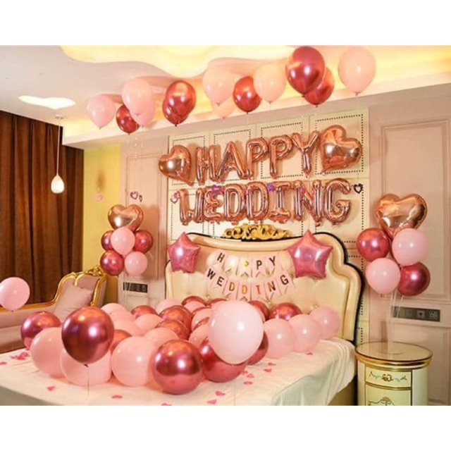 Set bóng Trang trí phòng cưới tông màu gold rose ( hồng vàng)