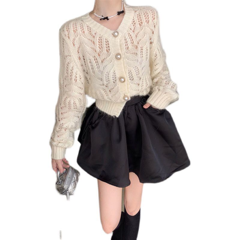 Áo Sweater Dệt Kim Tay Dài Cổ Tròn Mềm Mại Đính Nút Ngọc Trai Phong Cách Nhật Bản Thời Trang Mùa Thu Cho  tao bao