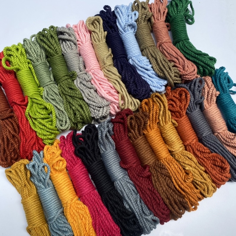 Bó 10mét dây thừng cotton màu size 5mm đủ màu làm handmade trang trí gói quà,gói hàng