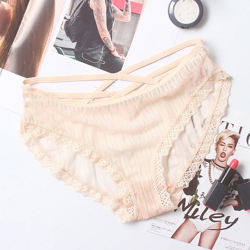 Quần Lót Ren Hoa Lưng Thấp Thiết Kế Dây Đan Chéo Quyến Rũ