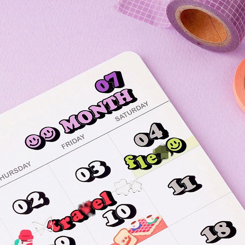 6pcs/set Korean color English alphabet number decoration sticker