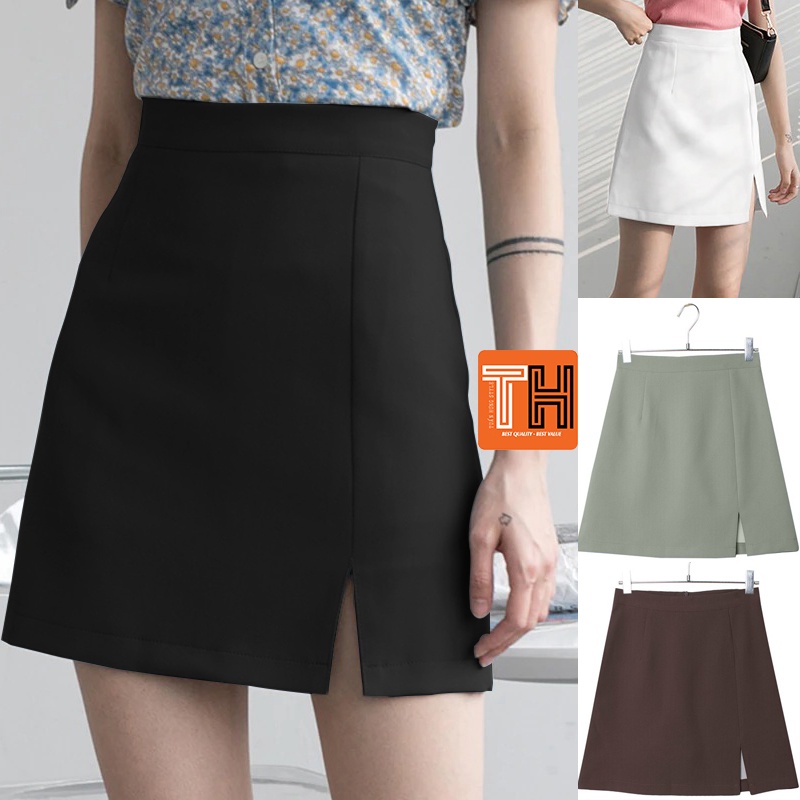 Chân váy ngắn chữ A xẻ tà có lót quần kiểu dáng công sở siêu HOT