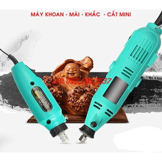 Combo 2 máy khoan mài khắc đa năng 350 món ( gồm 1 máy điện 220v + 1 máy 12v)