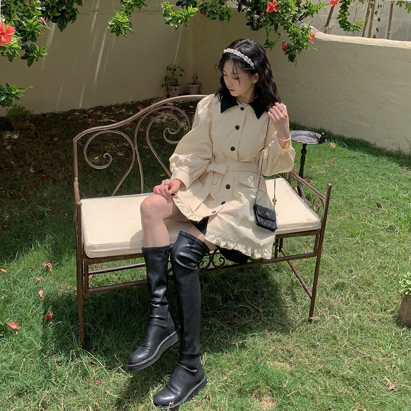 Đầm công chúa tay dài phồng cổ búp bê phong cách Pháp thời trang mùa thu cho nữ