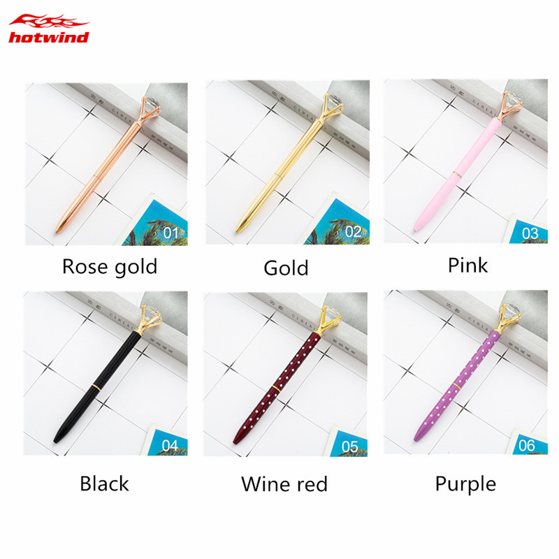 Bút bi thiết kế gắn viên kim cương pha lê giả thời trang cho trường học/văn phòng